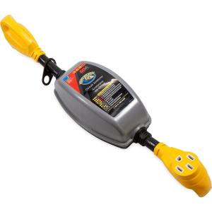 imageCamco PowerGrip 50Amp CamperRV Circuit Analyzer Dogbone  Features Integrated Surge Protection Up to 4200 Joules ampamp Diagnostic LEDs for Fault Indication 5531950M50F