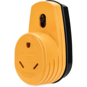 imageCamco PowerGrip RV TwoPlug 15Amp to Single 30Amp Adapter 125 V1875 W 55225 Yellow