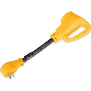 imageCamco RV Dogbone Electrical Adapter with Innovative 180 Degree Bend Design and PowerGrip Handle  15 Amp Male to 50 Amp Female 12quot 55168One Size