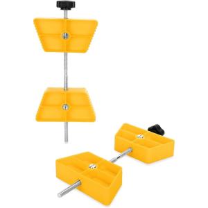 imageCamco RV Wheel Stops  Stabilizes Your Trailer by Securing Tandem Tires to Stop Movement While Parked  Pack of 2 44623Yellow