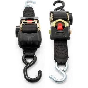 imageCamco Retractable Transom Tie Down Straps  Break Strength of 3330lbs and Safe Working Load of 1100lb  2Pack Durable Polyester Webbing 50031