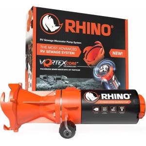 imageCamco Rhino CamperRV Sewer Macerator Pump System  VortexCore Technology Grinds Sewer Waste into 18 Pieces  Versatile for Any Location  4in1 Adapter SelfPriming Pump ampamp 15 Water Hose 39040