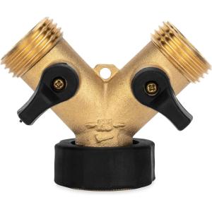 imageCamco Solid Brass Water Wye Valve Easy Grip Valve Handles and Simple Water Hose Connection CSA Low Lead Certified  20123No Size