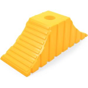 imageCamco Standard Wheel Chock for Trailers ampamp RVs  Heavy Duty Trailer Wheel Chock Constructed of Durable Plastic wUV inhibitors  for Use wTires Up to 26inches  ReHitch in Confidence  44412Tandem