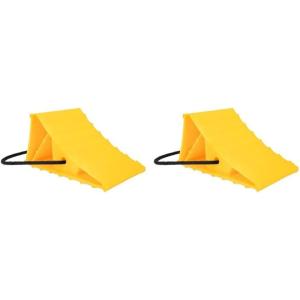 imageCamco Standard Wheel Chock for Trailers ampamp RVs  Heavy Duty Trailer Wheel Chock Constructed of Durable Plastic wUV inhibitors  for Use wTires Up to 26inches  ReHitch in Confidence  44412Standard w Rope  2 pack