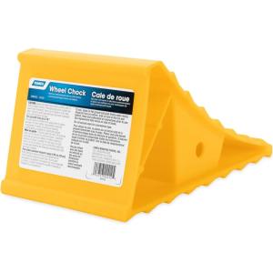 imageCamco Standard Wheel Chock for Trailers ampamp RVs  Heavy Duty Trailer Wheel Chock Constructed of Durable Plastic wUV inhibitors  for Use wTires Up to 26inches  ReHitch in Confidence  44412Standard