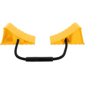 imageCamco Standard Wheel Chock for Trailers ampamp RVs  Heavy Duty Trailer Wheel Chock Constructed of Durable Plastic wUV inhibitors  for Use wTires Up to 26inches  ReHitch in Confidence  44412Dual Standard w Rope