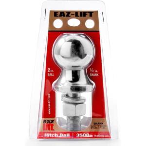imageEazLift 48226 2quot Hitch Ball with 1 14quot Shank Chrome Plated Heavy Duty Steel 8000 lb Rating2 Ball 34 Shank