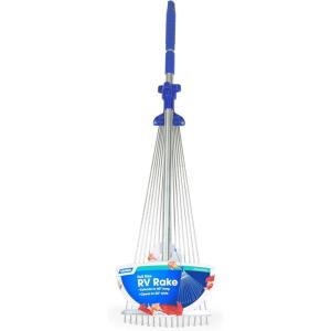 imageCamco Telescopic Collapsible Rake  Expands to 60quot Long with 22quot Width Rake  Folds to 30quot x 8 quot for Easy Storage  Great for Camping Gardening or Lawn Maintenance 42170Standard Packaging