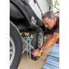 imageEazLift EazLift 18 Wheel Stop with Wrench and Lock  Fits tire spacing from 918 inches  Features Raised Ribs for Increased Traction 44663