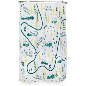 imageCamco 53245 Life is Better at The Campsite RVSized Shower Curtain Map Design  Sized to Fit Most RV Showers  Includes 12 Plastic Rings1W x 1L Pack of 1