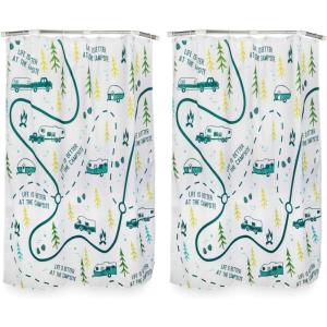 imageCamco 53245 Life is Better at The Campsite RVSized Shower Curtain Map Design  Sized to Fit Most RV Showers  Includes 12 Plastic Rings1W x 1L Pack of 2