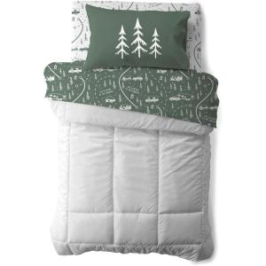 imageCamco Life is Better at The Campsite CamperRV Bunk Sized Bed Sheets  Features Green ampamp White Map Design  Crafted of Soft Machine Washable Polyester  3Piece Set 53477