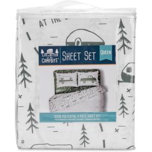 imageCamco Life is Better at The Campsite RV Bed Sheet Set  for RV QueenSize Beds  Features a Green Map Design 53476