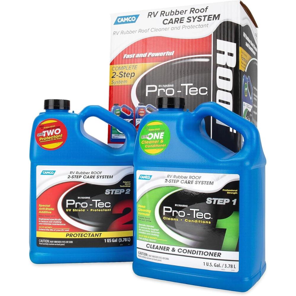 imageCamco ProTec CamperRV Rubber Roof Care System  Protect RV Roof ampamp Stop Roof Chalking  Minimize Maintenance  1 Gallon 41453