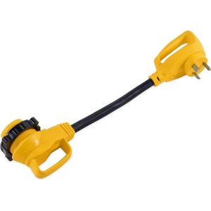 imageCamco 55522 18quot 30 AMP Standard Male  30 AMP 90 Degree Locking Female PowerGrip Adapter