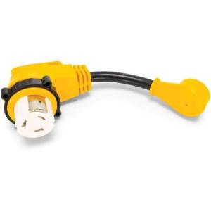 imageCamco Power Grip HeavyDuty Adapter  Designed to Connect 50amp RV or Boat Power Inlet to a 15amp Extension Cord  12inch 55638One Size
