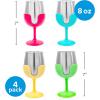 imageCamco Life is Better at The Campsite Wine Tumbler  Heavy Duty Double Wall Vacuum Insulation  Crafted of 188 Stainless Steel  Removable Green Yellow Blue ampamp Pink Stems  4Pk 8ozEach 53068