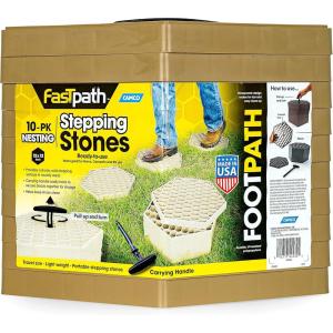 imageCamco Fastpath Portable Stepping Stones Ideal for Providing A Solid Stepping Surface and Keeping Shoes Clean Green Pack of 1044533Tan