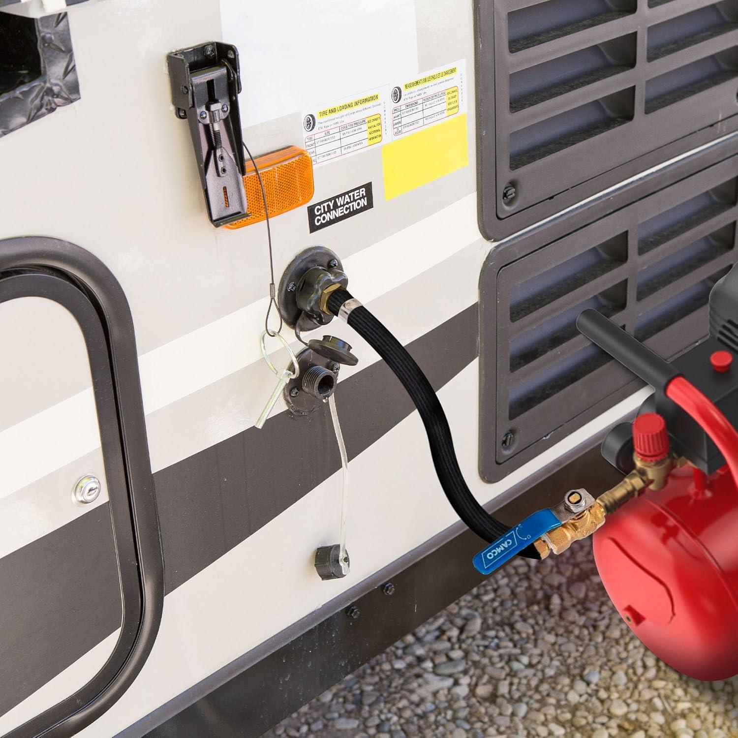 image:imageCamco RV Winterization Fresh Water Blow Out Hose with Ball Valve  Easy to Use amp Features Double Brass Build  Essential RV Winterizing Tool  for Use with an Air Compressor 36170One Size