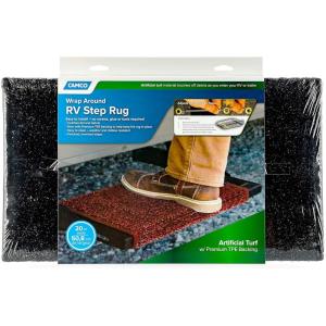 image:imageCamco 42942 Black Premium Wrap Around RV Step Rug Turf Material 22 x 23Black