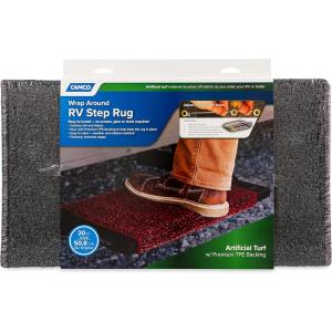 image:imageCamco 42942 Black Premium Wrap Around RV Step Rug Turf Material 22 x 23Grey