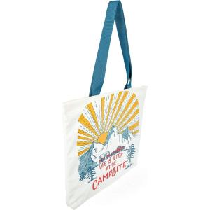image:imageCamco Life is Better at The Campsite Canvas Tote Magnetic ClosureBeige With Sunrise Design