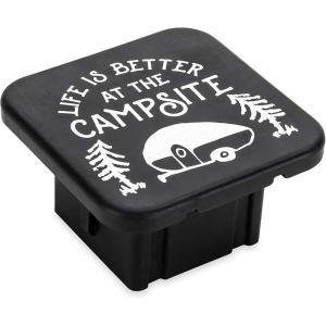 image:imageCamco Life is Better at The Campsite Hitch Receiver Cover  Protects Your Trailer Hitch Receiver from Debris Dirt Water and Rust  Life is Better at The Campsite Sketch Logo BlackSilver 53410Life is Better at the Campsite Sketch Logo