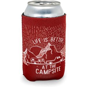 image:imageCamco Life is Better at The Campsite Sleeve  Neoprene Soda or Beer Coolie Fits 12 oz Cans Navy Blue and Gold Seal  53247Burgundy