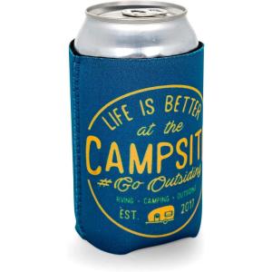 image:imageCamco Life is Better at The Campsite Sleeve  Neoprene Soda or Beer Coolie Fits 12 oz Cans Navy Blue and Gold Seal  53247Navy Blue