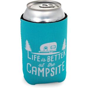 image:imageCamco Life is Better at The Campsite Sleeve  Neoprene Soda or Beer Coolie Fits 12 oz Cans Navy Blue and Gold Seal  53247Teal Blue