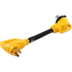 image:imageCamco 18 Heavy Duty Locking Female PowerGrip Adapter with Innovative 90 Degree Bend Design50 Standard Male  50 AMP 21052Standard Packaging