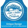 image:imageCamco Life is Better at The Campsite Adjustable Apron  Features a Truck and TreeThemed Design Made Entirely of Cotton and is Machine Washable 53258Navy Blue