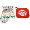 image:imageCamco Life is Better at The Campsite Heat Resistant Oven Mitt and Pot Holder Set  Heat Resistant 100 Cotton  Features Unique RV CampingThemed Design 53259Red
