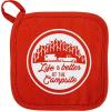 image:imageCamco Life is Better at The Campsite Heat Resistant Oven Mitt and Pot Holder Set  Heat Resistant 100 Cotton  Features Unique RV CampingThemed Design 53259Red