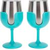 image:imageCamco Life is Better at The Campsite Stainless Steel Wine Tumbler 2Pack  Features Heavy Duty Double Wall Vacuum Insulation amp Removable Navy Red Green amp Yellow Stems  Holds 8oz Each  Blue53484
