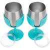 image:imageCamco Life is Better at The Campsite Stainless Steel Wine Tumbler 2Pack  Features Heavy Duty Double Wall Vacuum Insulation amp Removable Navy Red Green amp Yellow Stems  Holds 8oz Each  Blue53484