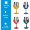 image:imageCamco Life is Better at The Campsite Stainless Steel Wine Tumbler 4Pack  Features Heavy Duty Double Wall Vacuum Insulation amp Removable Navy Red Green amp Yellow Stems  Holds 8oz Each 53465