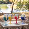 image:imageCamco Life is Better at The Campsite Stainless Steel Wine Tumbler 4Pack  Features Heavy Duty Double Wall Vacuum Insulation amp Removable Navy Red Green amp Yellow Stems  Holds 8oz Each 53465