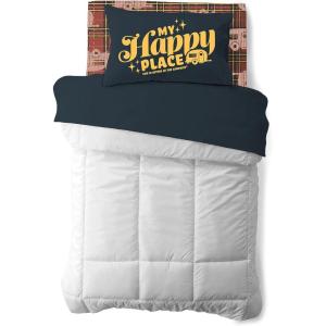 image:imageCamco Life is Better at The Campsite CamperRV Bunk Sized Bed Sheets  Features VintageInspired Camping Theme on Red Plaid amp Navy Flat Sheet  Soft Machine Washable Polyester  3Piece Set 53120