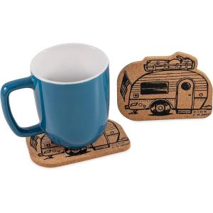 image:imageCamco Life is Better at The Campsite Coasters  Features Unique RV Themed Design amp Crafted of Cork  Prevents Water Rings amp Water Marks on Furniture  2Pack 53384