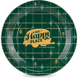 image:imageCamco Life is Better at the Campsite Paper Plates  9Inch  Green Grid 25Count 534929