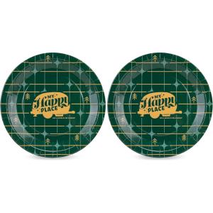 image:imageCamco Life is Better at the Campsite Paper Plates  9Inch  Green Grid 25Count 534929 Pack of 2