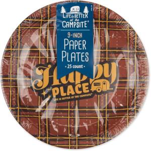 image:imageCamco Life is Better at the Campsite Paper Plates  9Inch  Red Plaid 25Count 53491