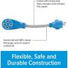 image:imageCamco PowerGrip Electric Vehicle Locking Generator Adapter  Features HeavyDuty PVC Sheath Construction a 30AMP Locking Male and a 50AMP Female Connection and is Rated for 125250 Volts 55441