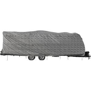 image:imageCamco Premium RV Cover Fits Travel Trailers 31feet 6inches to 34feet Extremely Durable Design That Protects Against The Elements Dark Gray with a RV Pattern Print 5639031ft 6in to 34ft