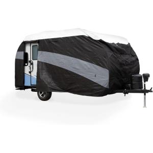 image:imageCamco ULTRAGuard Supreme RV Cover  Mini Travel Trailers Up to 13 7  Zipper Entry Doors amp Covered Air Vents  Polypropylene amp Dupont Tyvek  Storage Bag for RV Storage and Organization 56170Zipper Entry